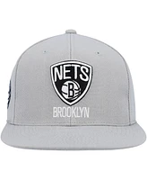 Men's Mitchell & Ness Gray Brooklyn Nets Side Core 2.0 Snapback Hat