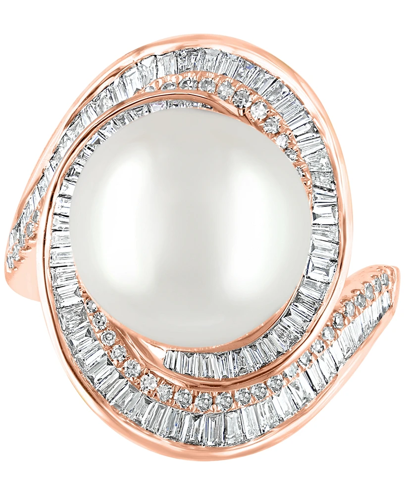 Effy Cultured Freshwater Pearl (12-1/2mm) & Diamond (3/4 ct. t.w.) Ring 14k White Gold (Also Available Yellow Rose Gold)