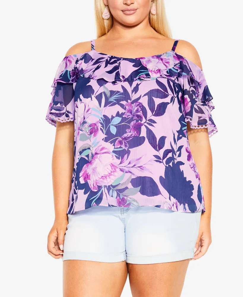 City Chic Plus Patricia Print Top