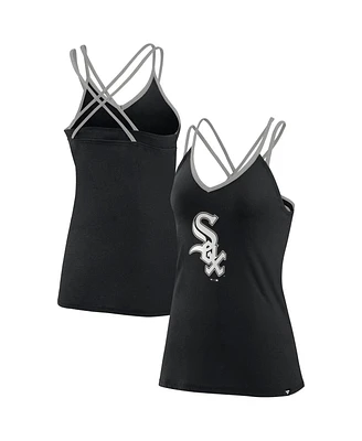Women's Fanatics Black Chicago White Sox Barrel It Up Cross Back V-Neck Tank Top