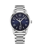 Stuhrling Men's Symphony Silver-tone Stainless Steel , Blue Dial , 50mm Round Watch