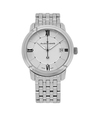 Alexander Men's Macedon Silver-tone Stainless Steel , Silver-Tone Dial , 40mm Round Watch