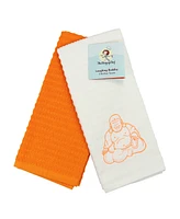 Sloppy Chef Set of 2 Kitchen Towels, "Luck" Designs to Choose From, One Embroidered Towel with Design and Matching Solid Color Towel, 16 x 26 in.,