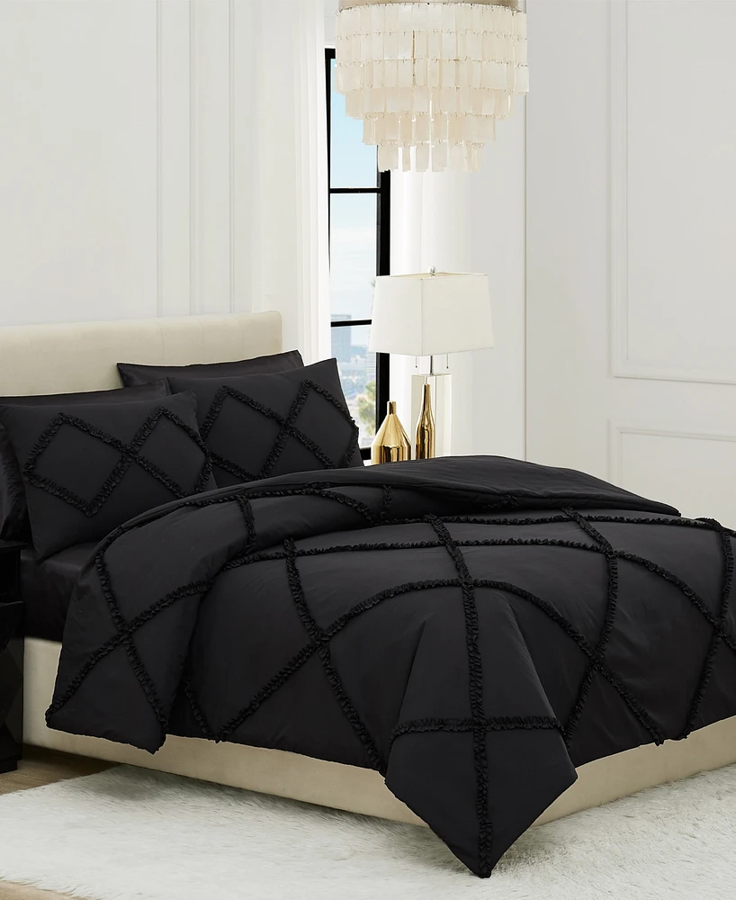 Juicy Couture Diamond Ruffle 3 Piece Reversible Comforter Set