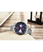 Stuhrling Men's Monaco Silver-tone Stainless Steel, Blue Dial, 47mm Round Watch