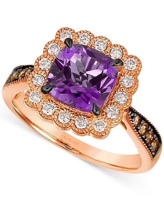 Le Vian Grape Amethyst (2-1/5 ct. t.w.) & Diamond (1/2 ct. t.w.) Halo Ring in 14k Rose Gold