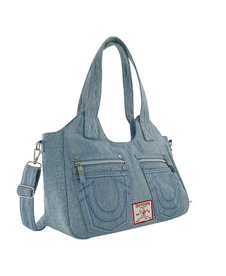 True Religion Women's Horseshoe Stitch Denim Satchel