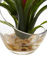 Nearly Natural 8" Tropical Bromeliad Angled Vase Artificial Arrangement