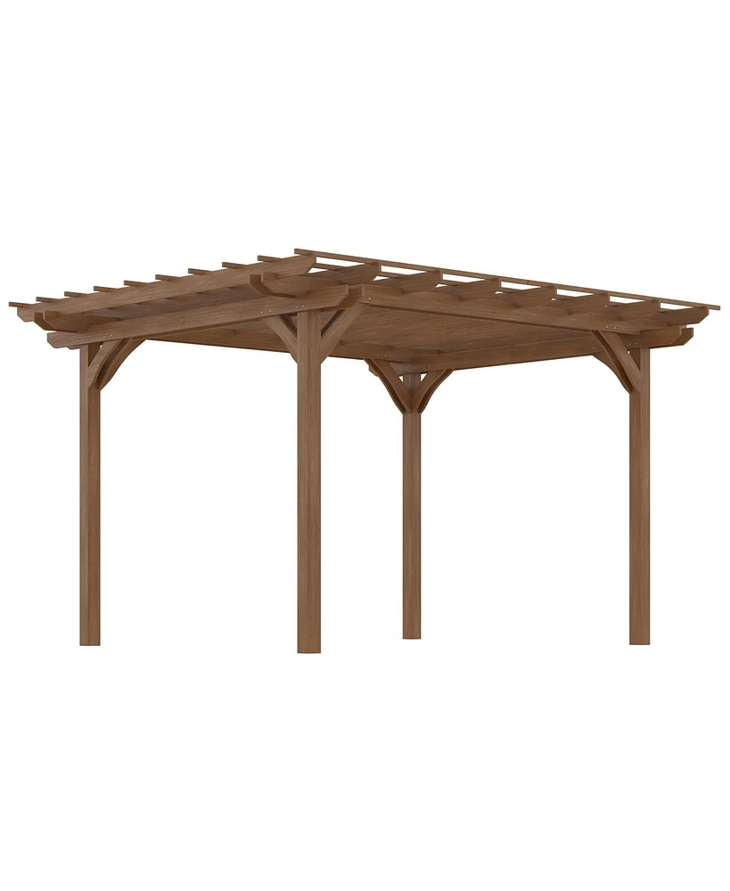 Outsunny 12' x 10' Wooden Pergola, Outdoor Gazebo,