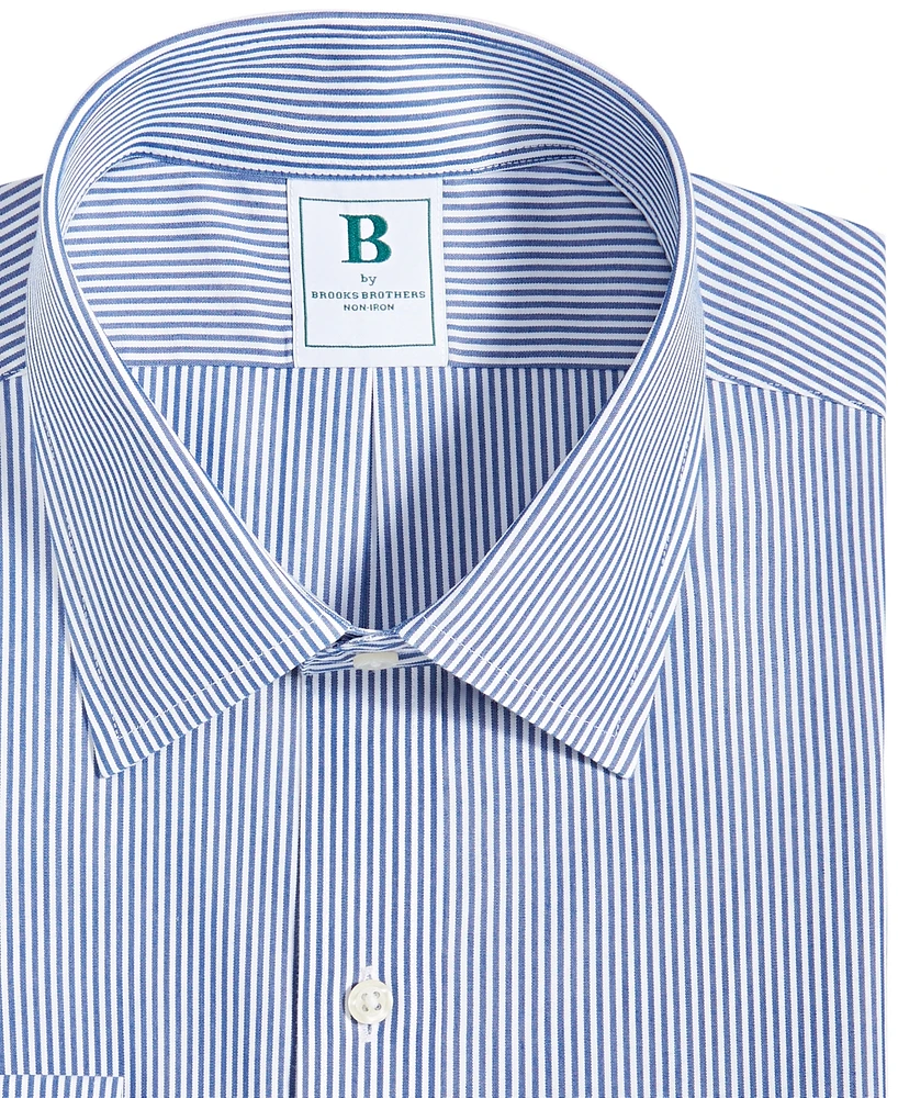 Men's Regular Fit Non-Iron Spread Collar Bengal Stripe Broadcloth Dress Shirt