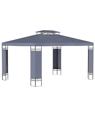 Outsunny 13' x 10' Gazebo for Patio w/ Steel Frame, Double Canopy,
