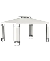 Outsunny 13' x 10' Patio Gazebo Outdoor Canopy Shelter with Double Vented Roof, Steel Frame for Lawn Backyard and Deck, Cream White