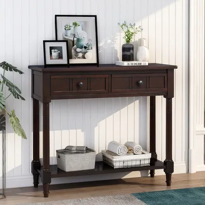 Streamdale Furniture Daisy Series Console Table Traditional Design With Two Drawers And Bottom Shelf