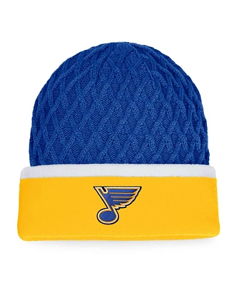 Men's Fanatics Gold, Blue St. Louis Blues Iconic Striped Cuffed Knit Hat