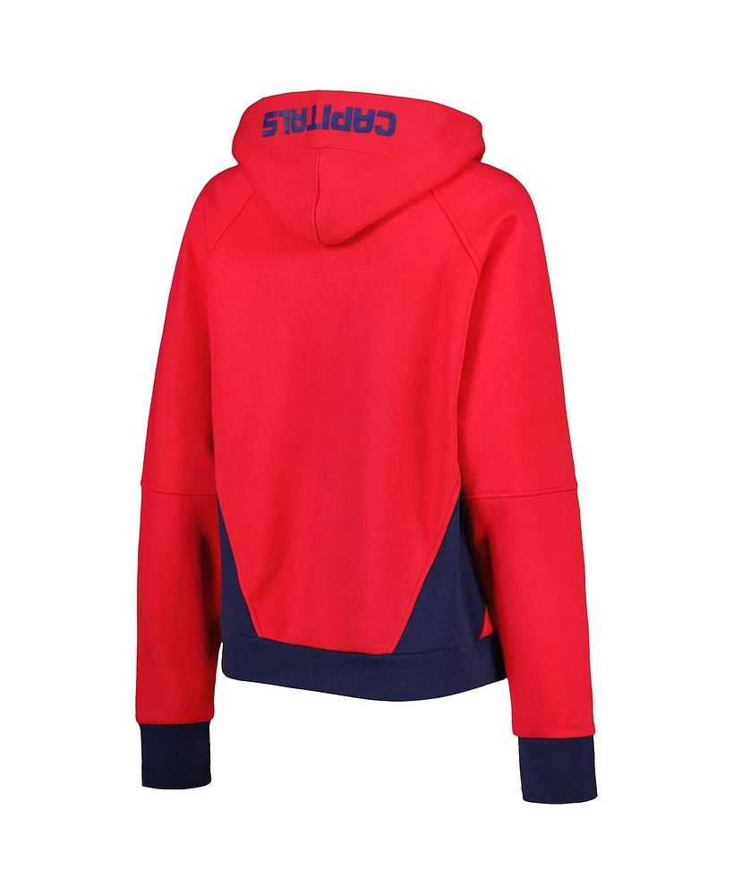 Women's Starter Red Washington Capitals Wishbone Half-Zip Hoodie