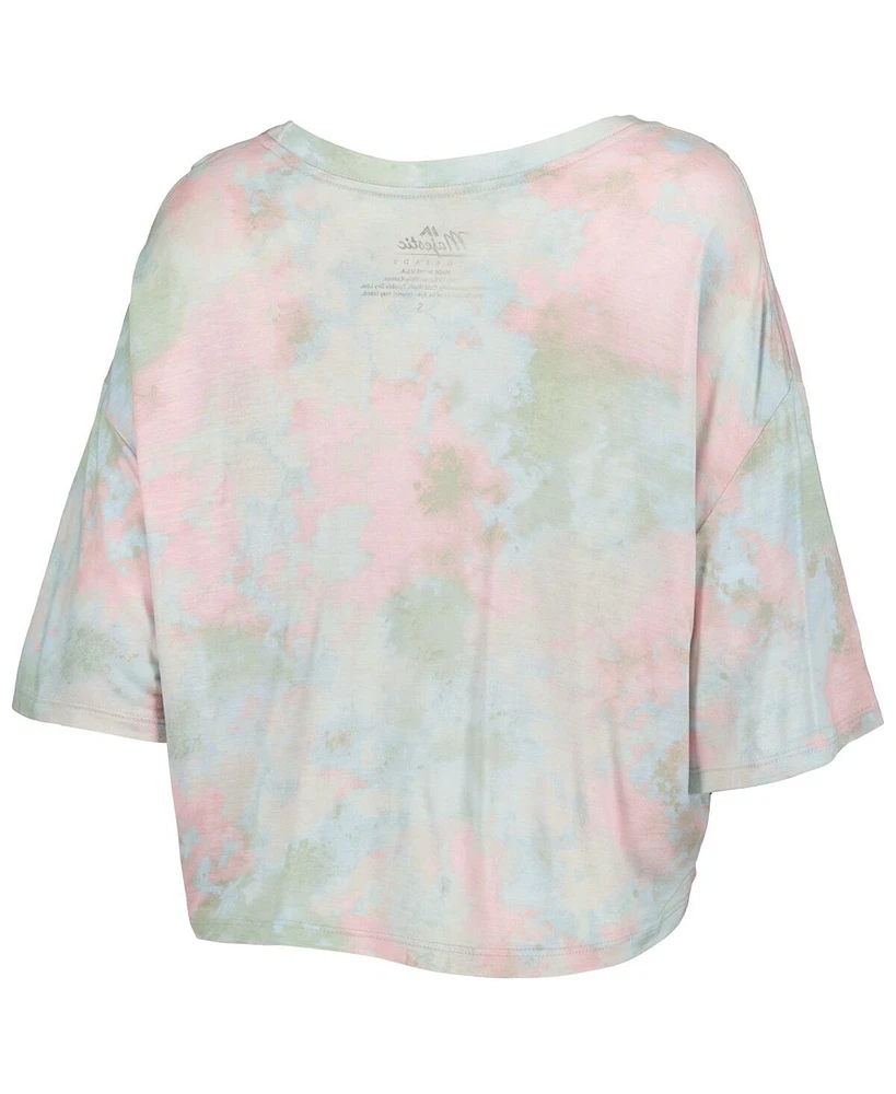 Women's Majestic Threads Chicago White Sox Cooperstown Collection Tie-Dye Boxy Cropped Tri-Blend T-shirt