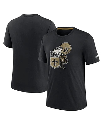Men's Nike Black New Orleans Saints Rewind Playback Logo Tri-Blend T-shirt