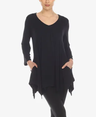 White Mark Women's Empire Waist Tunic Top