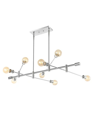 Ikon 63" 8-Light Mid-Century Modern Arm-Adjustable Iron Linear Led Pendant