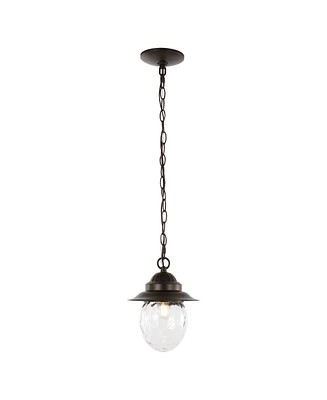 Manteo 8.25" 1-Light Farmhouse Industrial Iron, Glass Outdoor Led Pendant