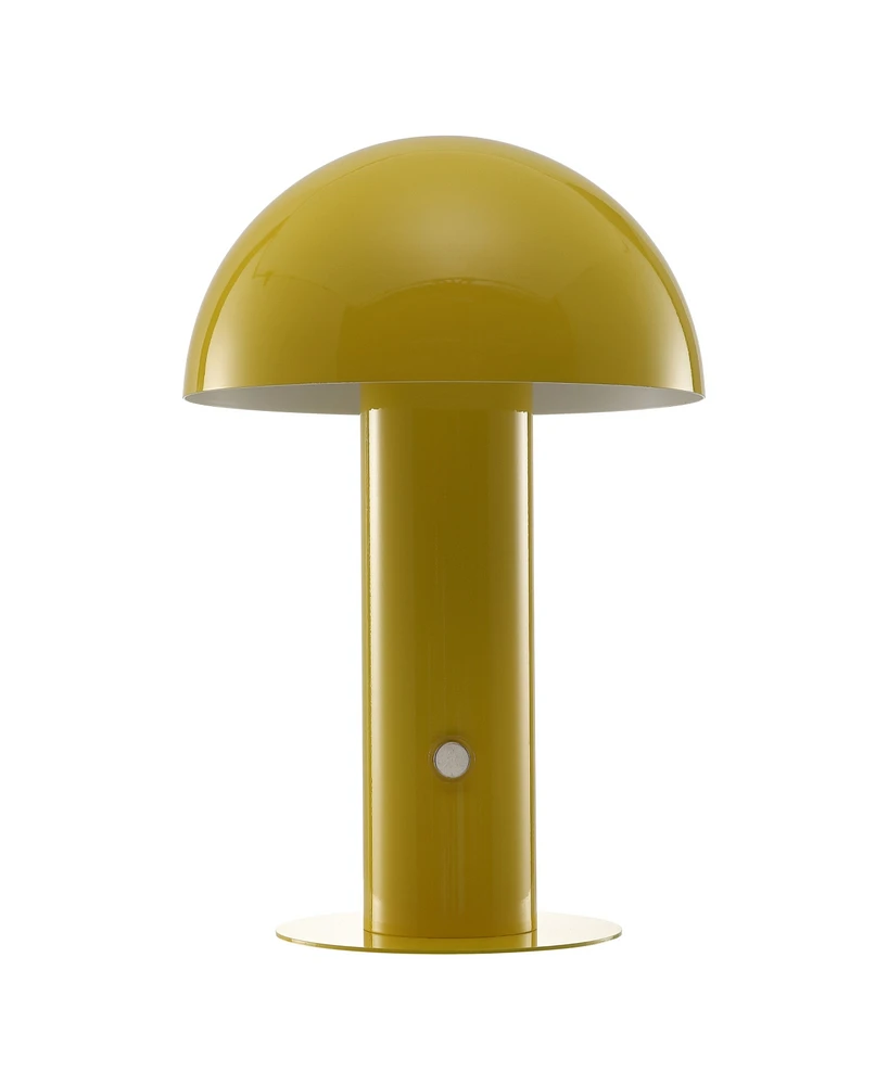 Boletus 10.75" Contemporary Bohemian Rechargeable, Cordless Iron Integrated Led Mushroom Table Lamp