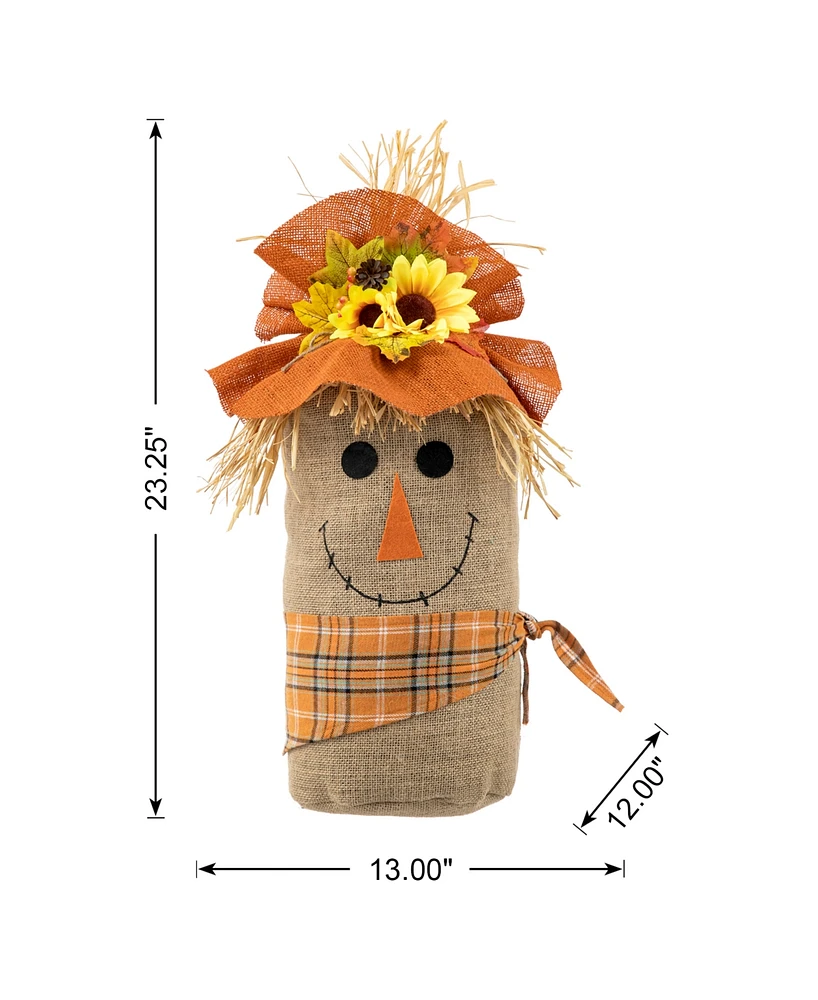 Glitzhome 23.25" H Fall Linen Scarecrow Doorstop Porch Decor