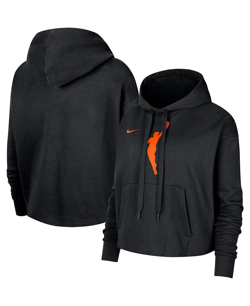 Women's Nike Black Wnba Logowoman Team 13 Cropped Pullover Hoodie