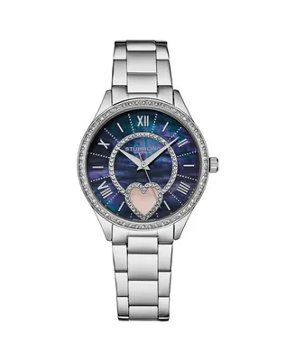 Stuhrling Women's Symphony Silver-tone Stainless Steel, Blue Dial, 45mm Round Watch