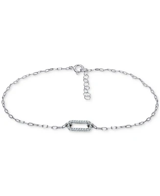 Giani Bernini Cubic Zirconia Pave Link Ankle Bracelet in Sterling Silver & 18k Gold-Plate, Created for Macy's