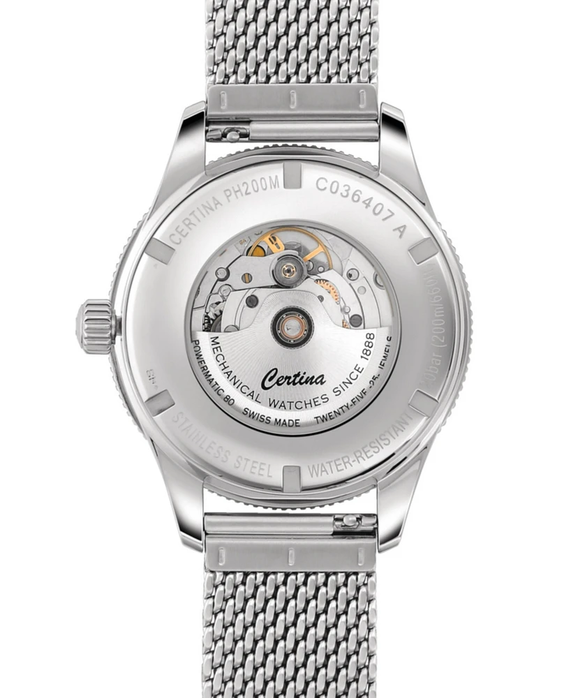 Certina Men's Swiss Automatic Ds PH200M Stainless Steel Mesh Bracelet Watch 43mm