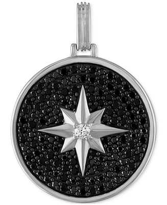 Esquire Men's Jewelry Black Spinel & Cubic Zirconia North Star Disc Pendant in Sterling Silver, Created for Macy's