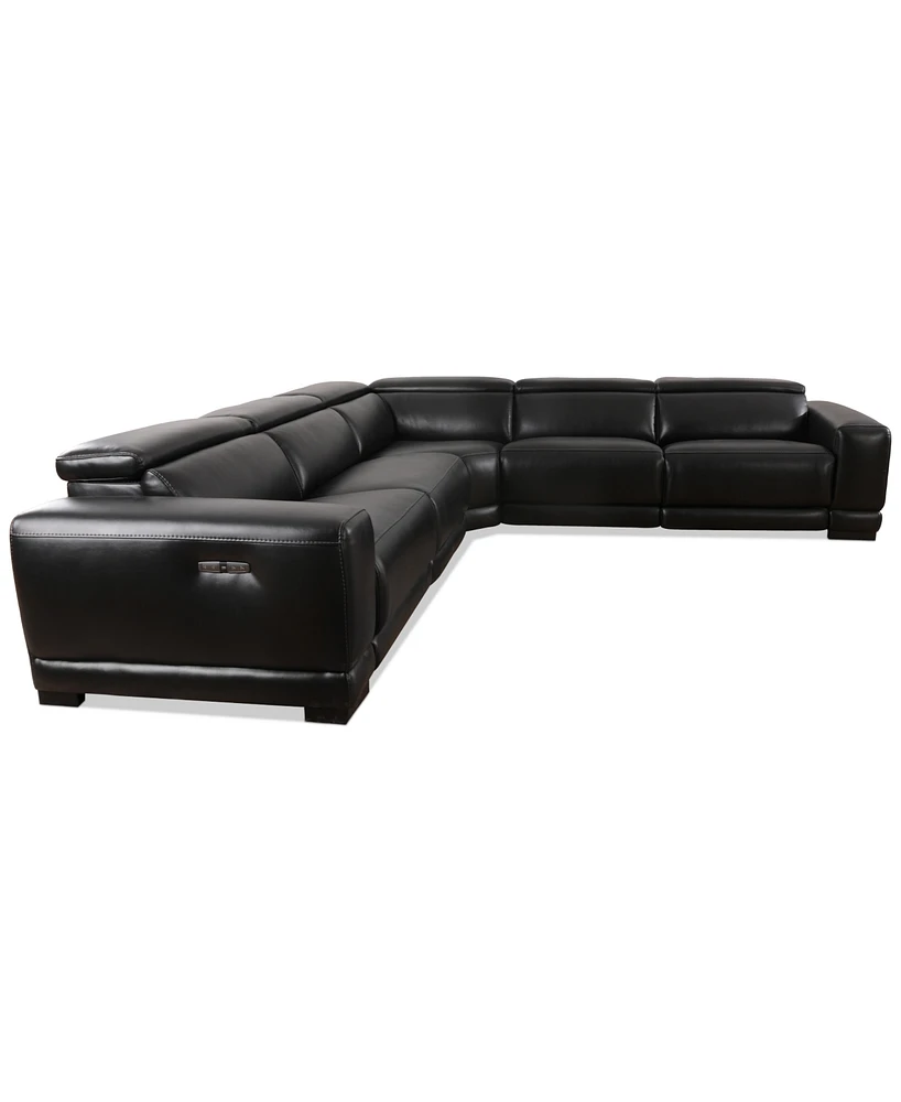 Closeout! Krofton 5-Pc. Beyond Leather Fabric Sectional with 3 Power Motion Recliners, Created for Macy's