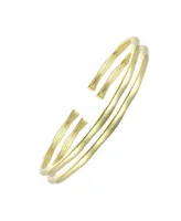 Rachel Glauber 14K Gold Plated Thin Cuff Adjustable Bangle Bracelet