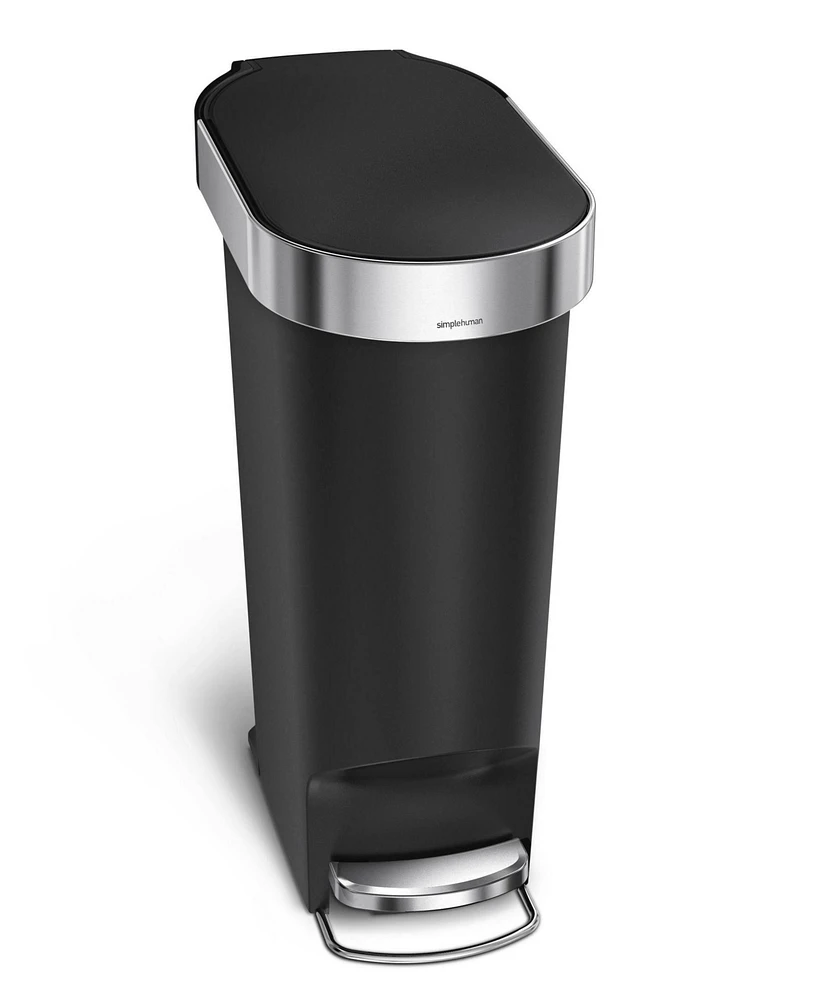 simplehuman 40 Liter Plastic Slim Liner Rim Kitchen Trash Can