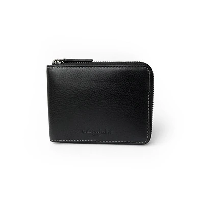 Club Rochelier Men's Full Leather Zipper Around Wallet with Center Wing