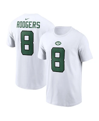 Men's Nike Aaron Rodgers White New York Jets Player Name and Number T-shirt