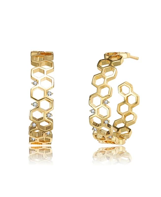 Clear Round Cubic Zirconia Open Hoop Earrings