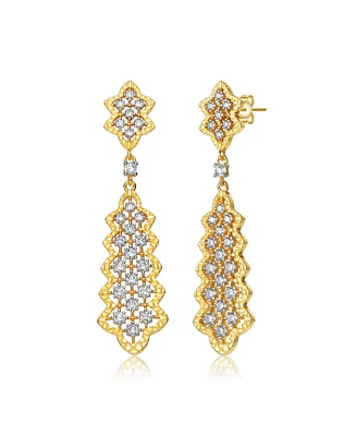 14K Gold Plated Cubic Zirconia Dangle Earrings