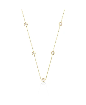 14k Gold Plated with Cubic Zirconia Halo Mariner Link Station chain Necklace