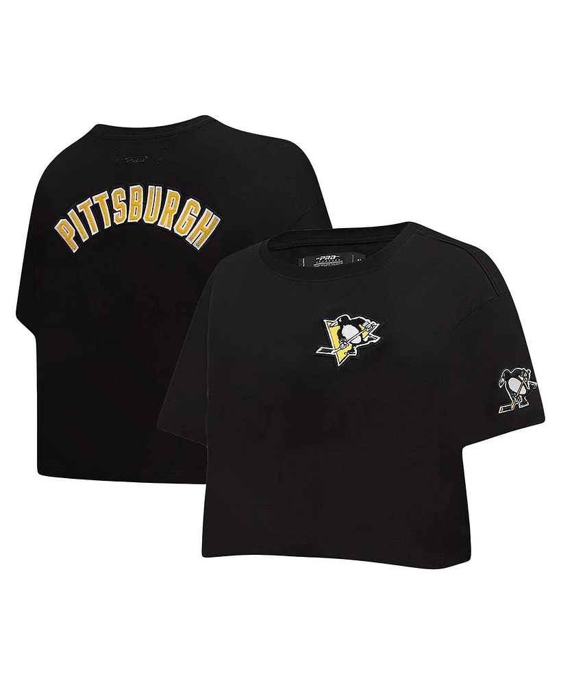Women's Pro Standard Black Pittsburgh Penguins Classic Boxy Cropped T-shirt
