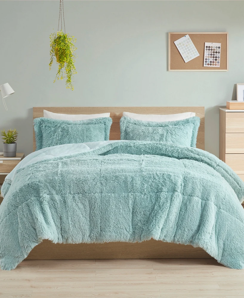 Intelligent Design Malea Shaggy Faux-Fur 3-Pc. Comforter Set, Full/Queen