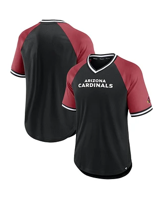 Men's Fanatics Black, Cardinal Arizona Cardinals Second Wind Raglan V-Neck T-shirt
