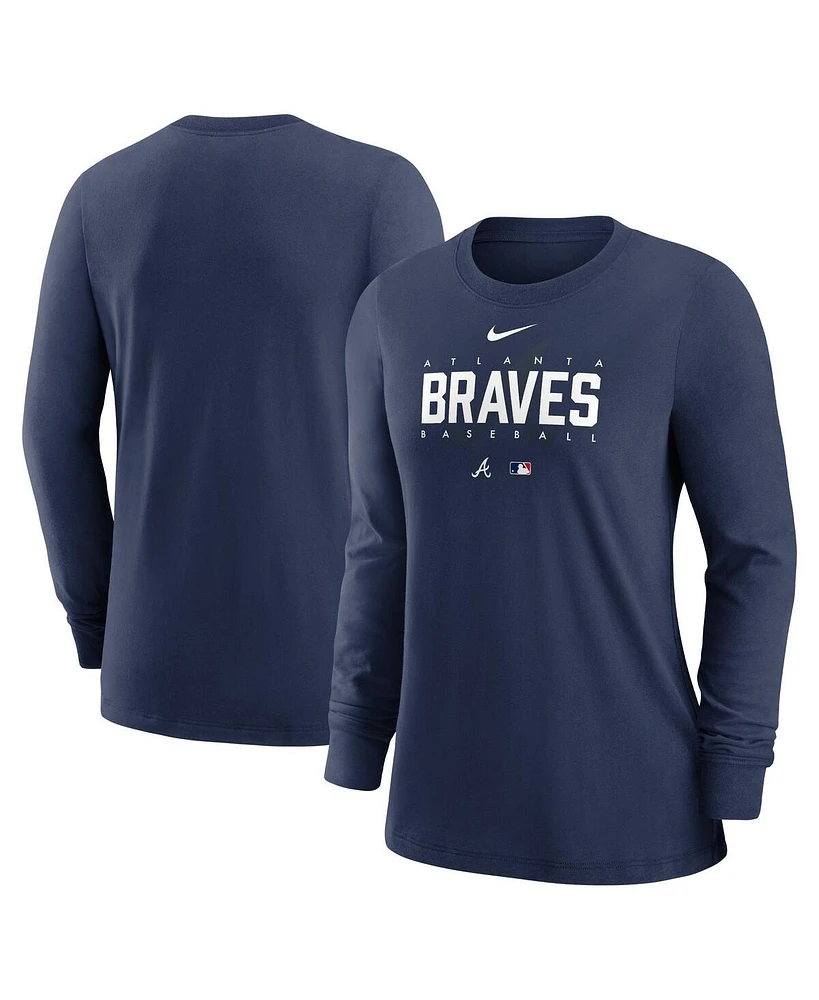 Women's Nike Navy Atlanta Braves Authentic Collection Legend Performance Long Sleeve T-shirt