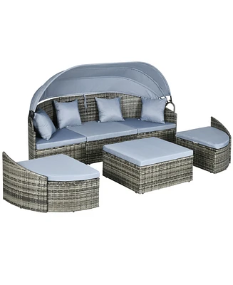 Outsunny Rat Patio Furniture Set with Chairs Table 4 Piece, Light