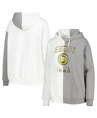 Women's Gameday Couture Gray, White Iowa Hawkeyes Split Pullover Hoodie