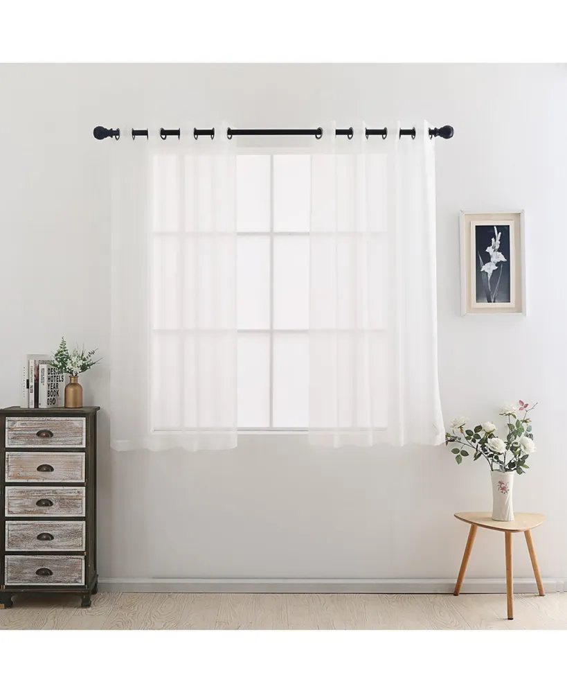 GoodGram Montauk Accents 2 Piece Grommet Top Summery Sheer Voile Window Curtain Panels For Small/Short Windows