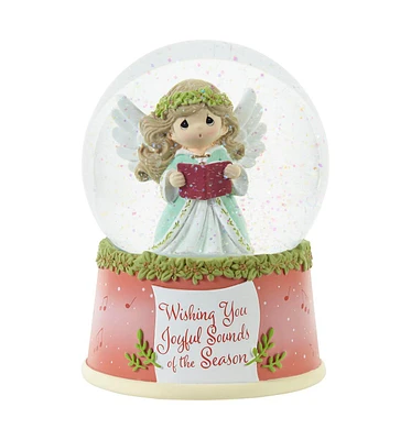 Precious Moments Wishing You Joyful Sounds of The Season Annual Angel Resin, Glass Musical Snow Globe