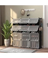 Portable Shoe Rack Organizer 12-Cube 48 Pair Shelf Storage Cabinet w/Hook
