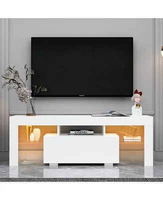 Entertainment Tv Stand, Large Tv Stand Tv Base Stand With Led Light Tv Cabinet