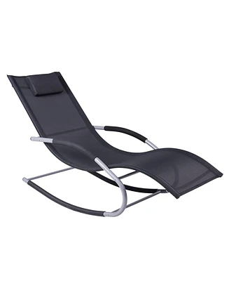 Outsunny Outdoor Rocking Chair, Weather Resist w/ Pillow,